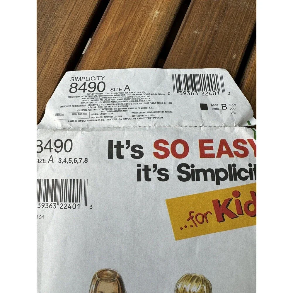 Simplicity Sewing Pattern 8490 Easy Sizes 3 4 5 6 7 8 Childs Pajamas